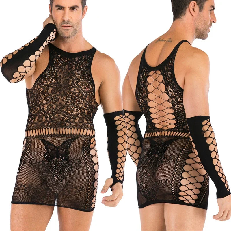 Hollow Temptation Men's Fishnet Pantyhose