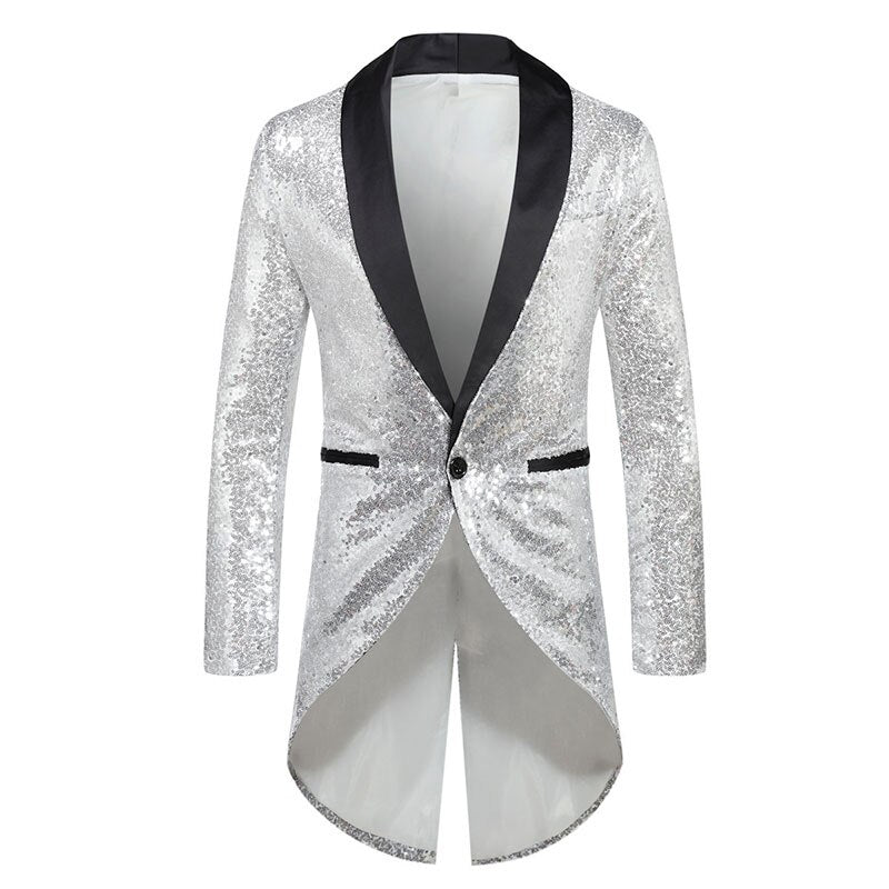 Shiny Rainbow Sequin Tuxedo Jacket