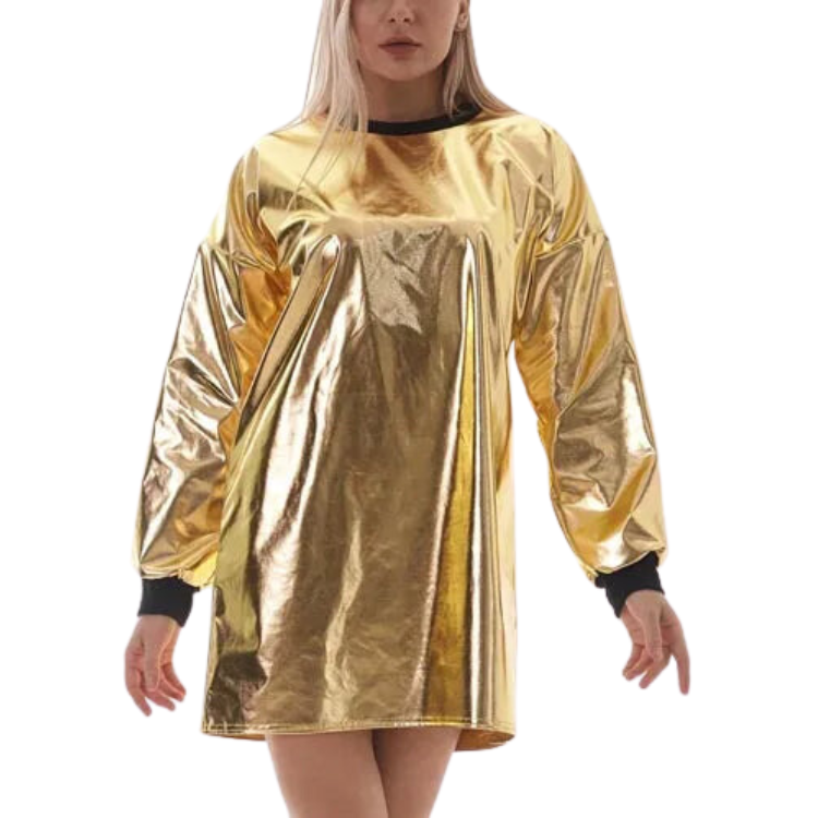 Scandi Pop Metallic Wetlook Mini Dress