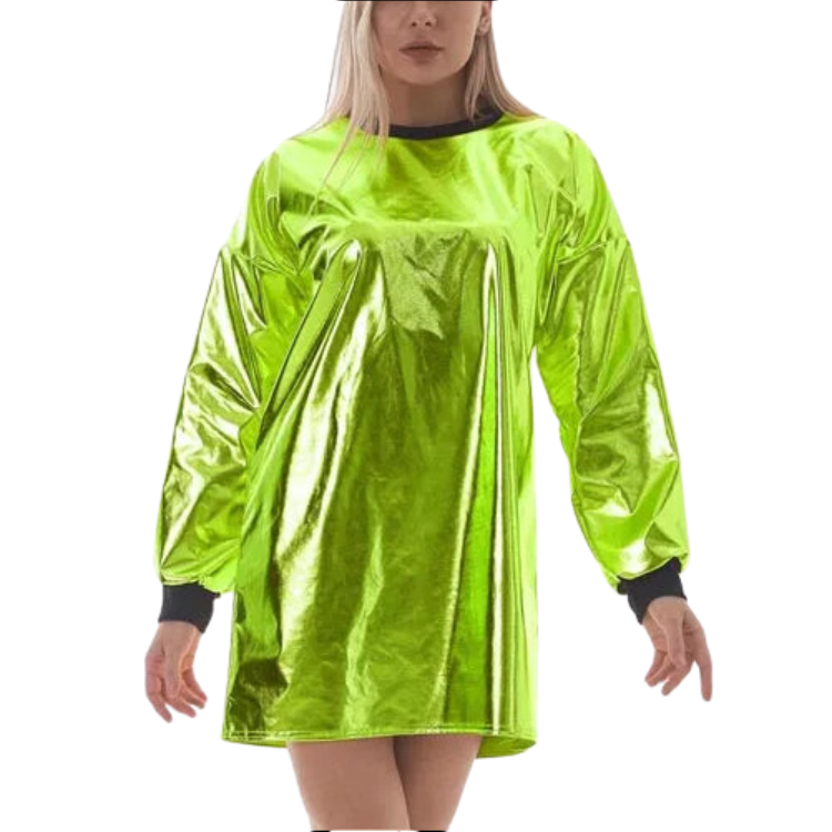 Scandi Pop Metallic Wetlook Mini Dress
