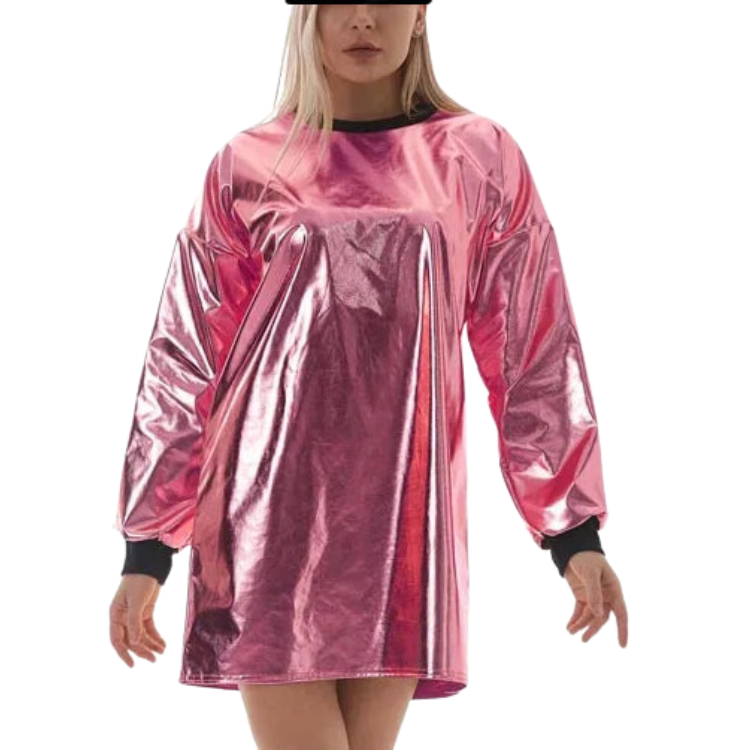 Scandi Pop Metallic Wetlook Mini Dress