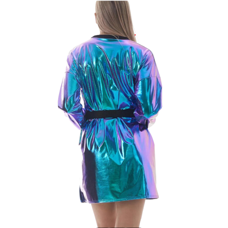 Scandi Pop Metallic Wetlook Mini Dress
