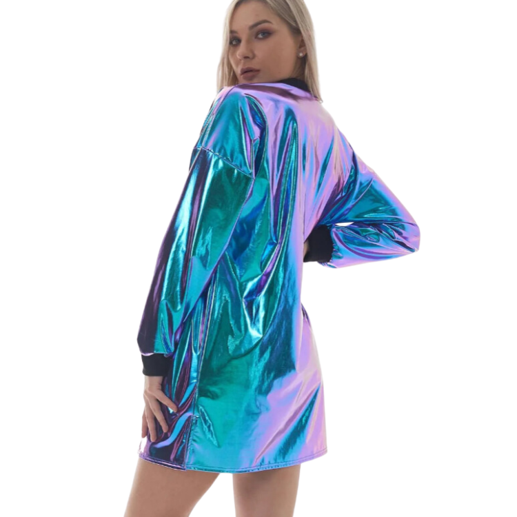Scandi Pop Metallic Wetlook Mini Dress