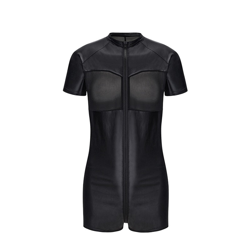 Faux Leather Fetish Bodysuit