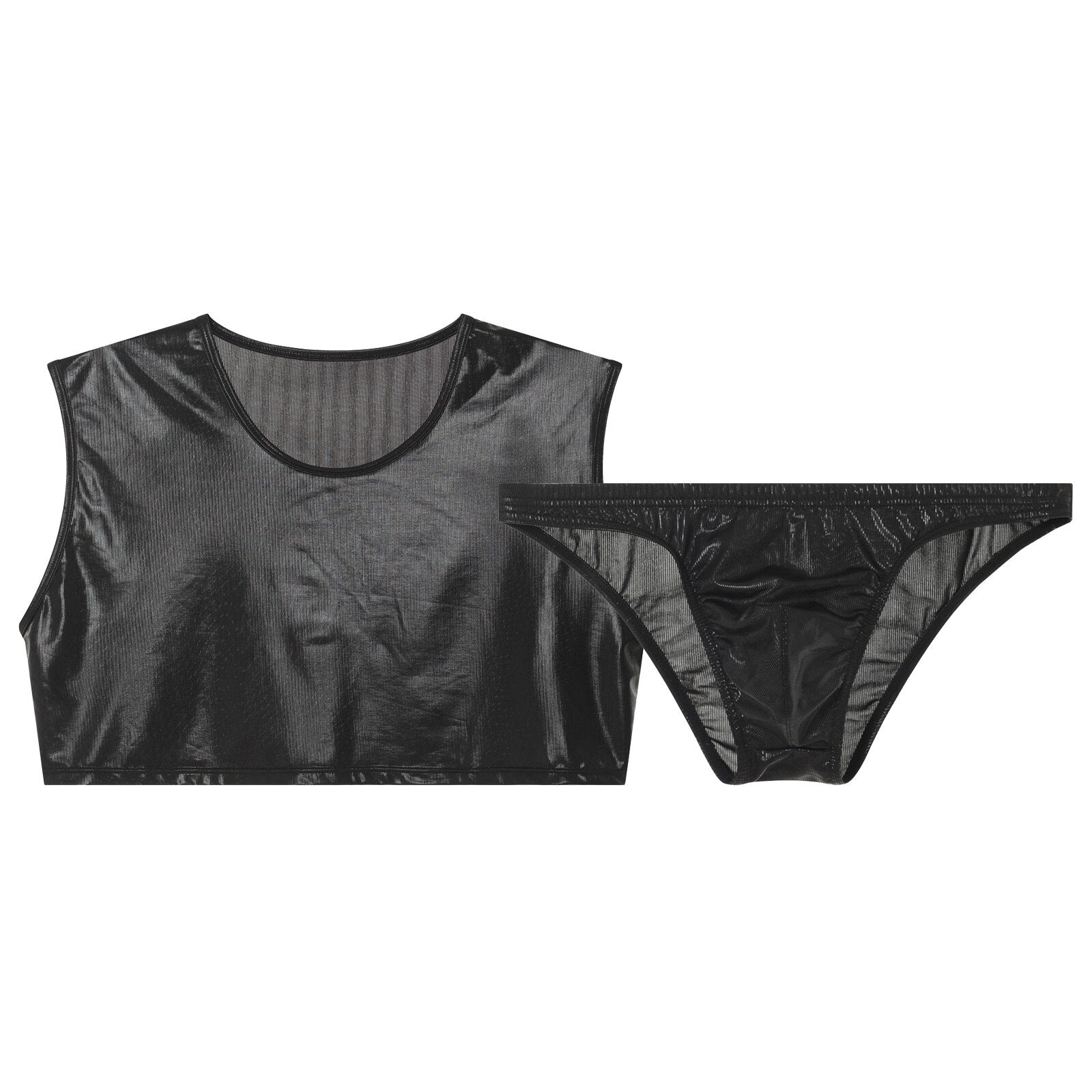 Shimmering Stage Star Sleeveless Crop Top & Briefs (2-Piece Set)