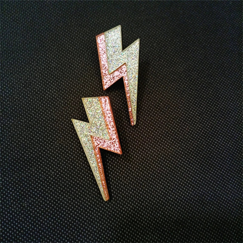 Glitter Lightning Acrylic Stud Earrings