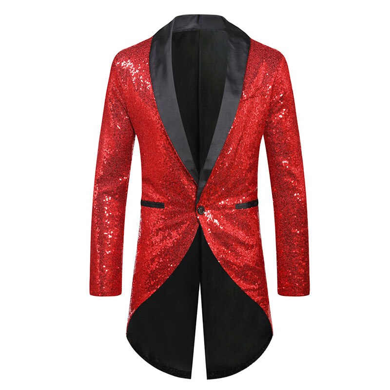Shiny Rainbow Sequin Tuxedo Jacket