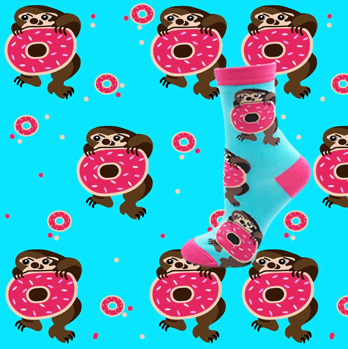 Happy Doughnut Sloth Socks