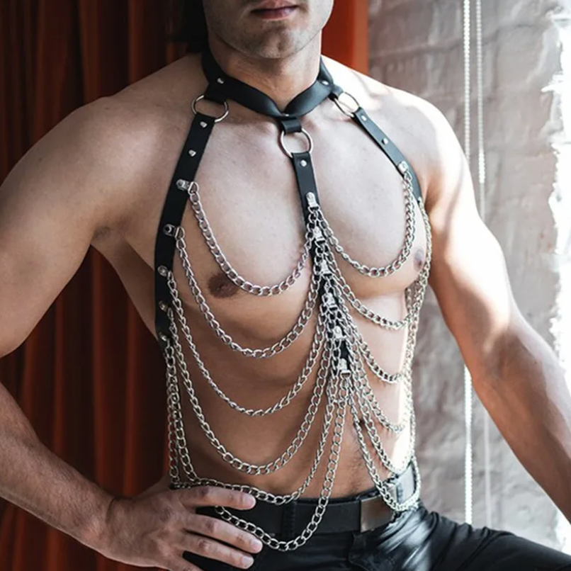 Mens Chain Link Fetish Harness