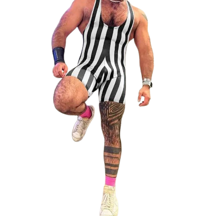 Sculpt & Striped Compression Wrestling Singlet