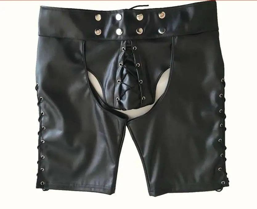 Tight Backless PU Leather Shorts for Men