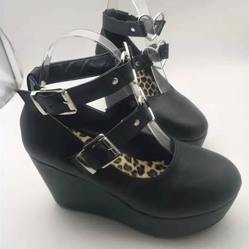 Pink Love Buckle Platform Pumps