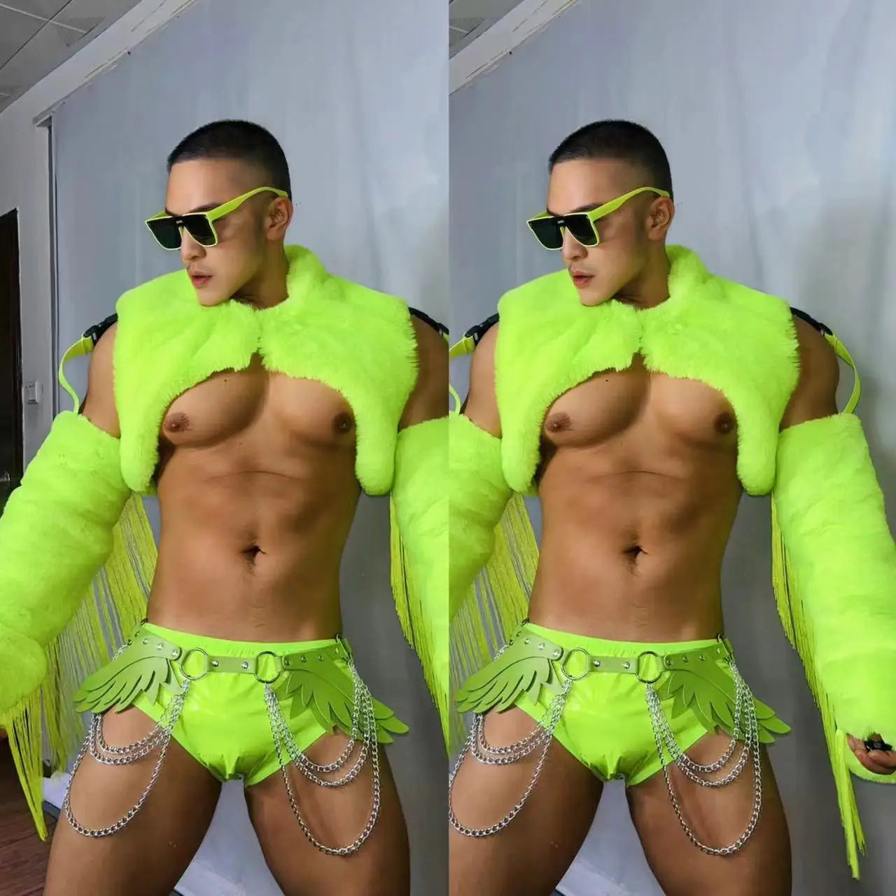 Fluorescent Faux Fur Sexy Clubwear
