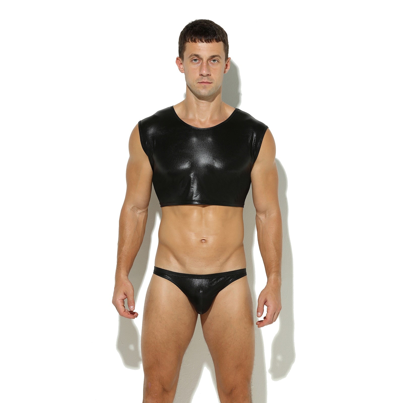 Shimmering Stage Star Sleeveless Crop Top & Briefs (2-Piece Set)