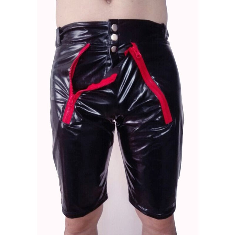 PU Leather Easy Access Men's Shorts