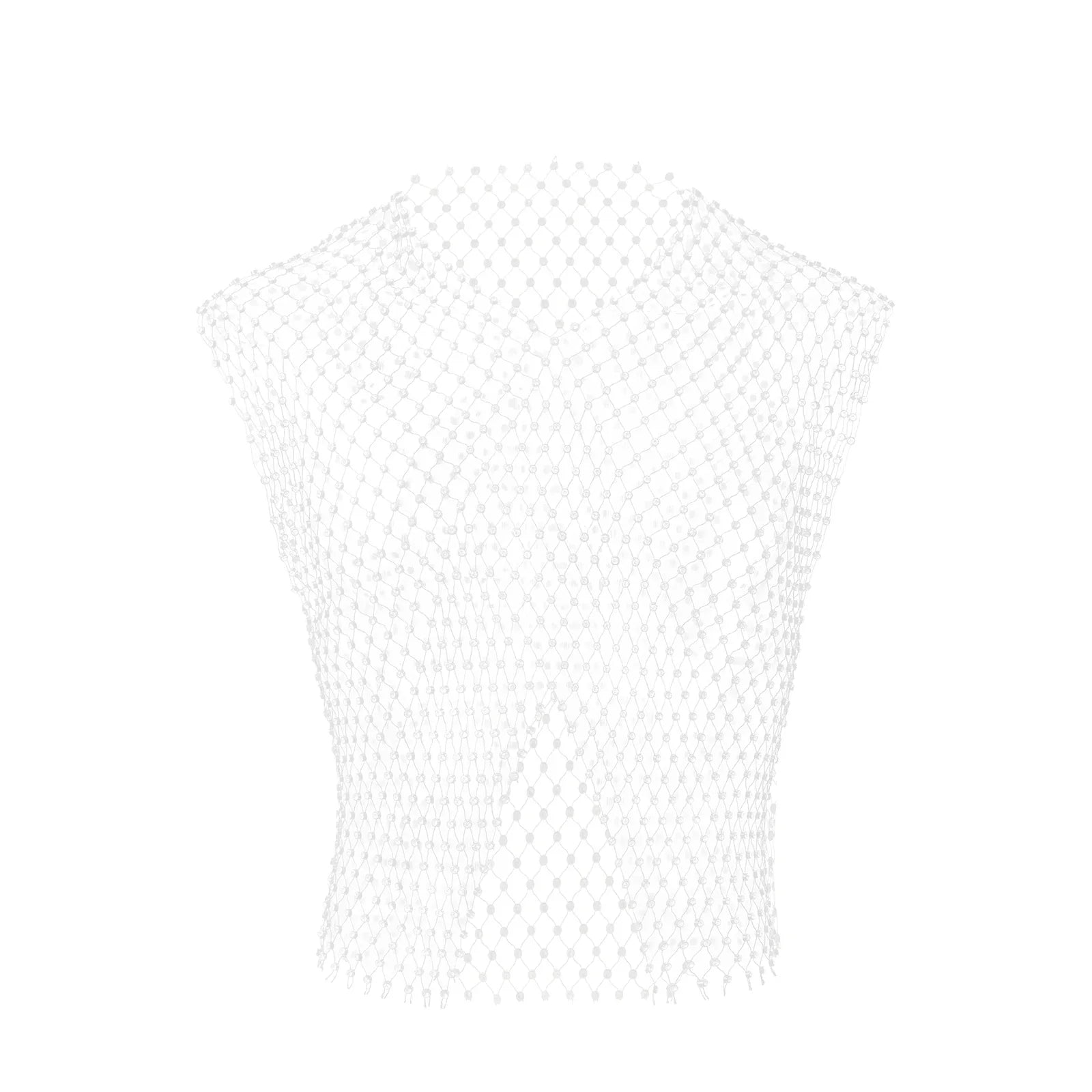 Glitter Midriff Rhinestone Fishnet Vest