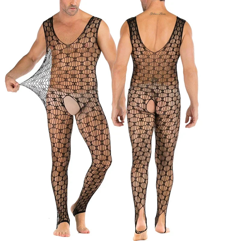Hollow Temptation Men's Fishnet Pantyhose
