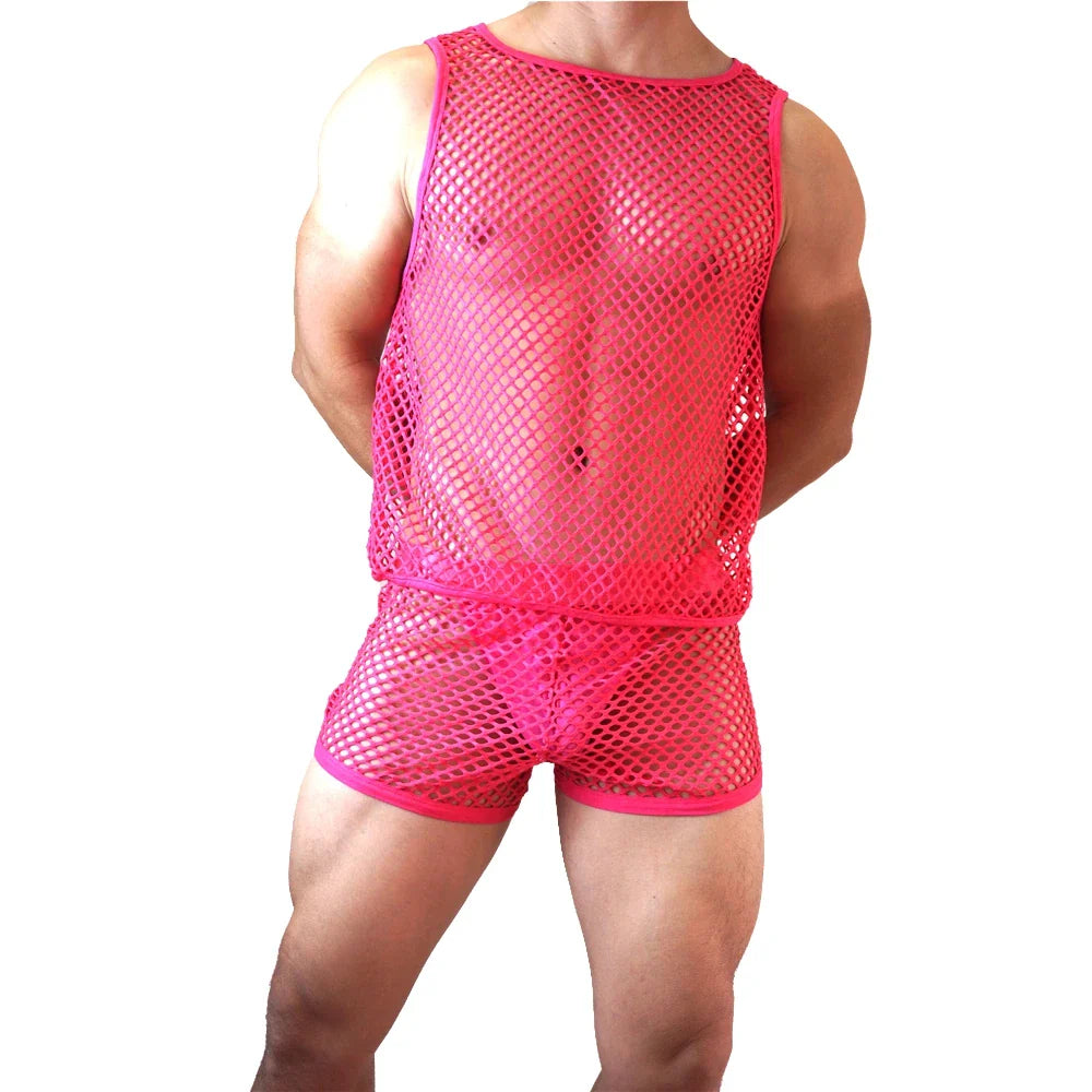 Jockmail Mesh Divinity Tank Top + Shorts Outfit Set