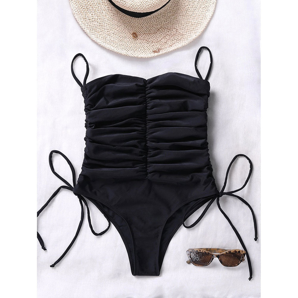 Ruched Strapless One Piece Swimsuit