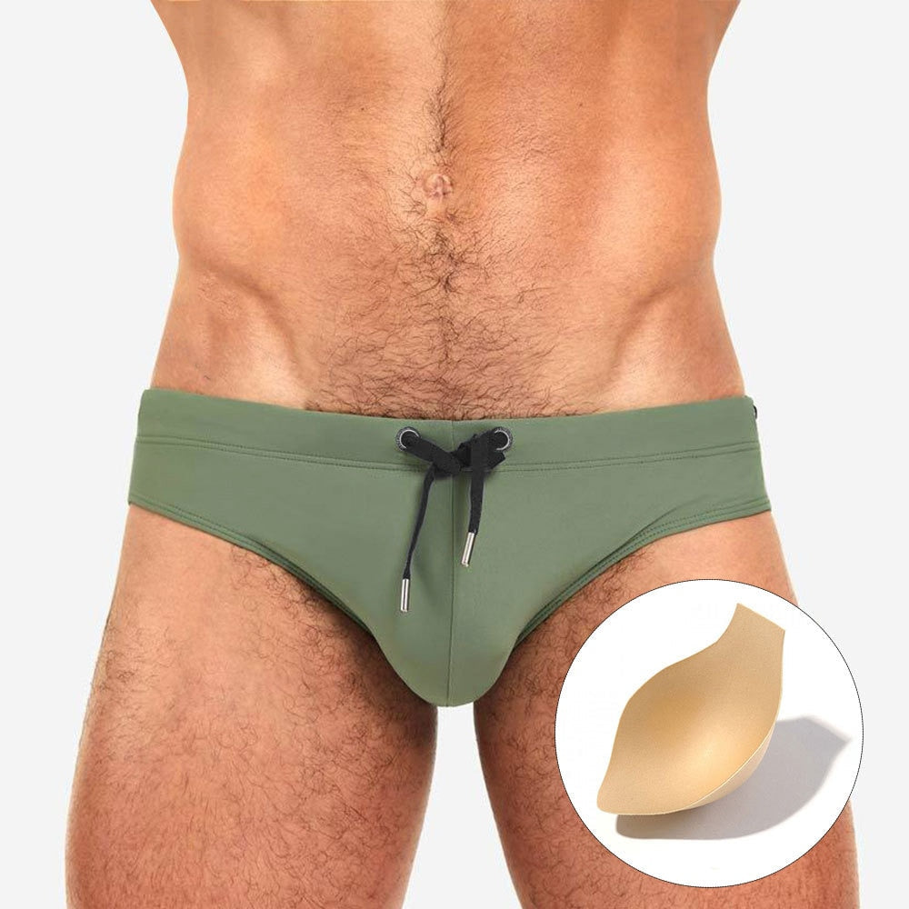 Solid Color Swim Briefs for Men