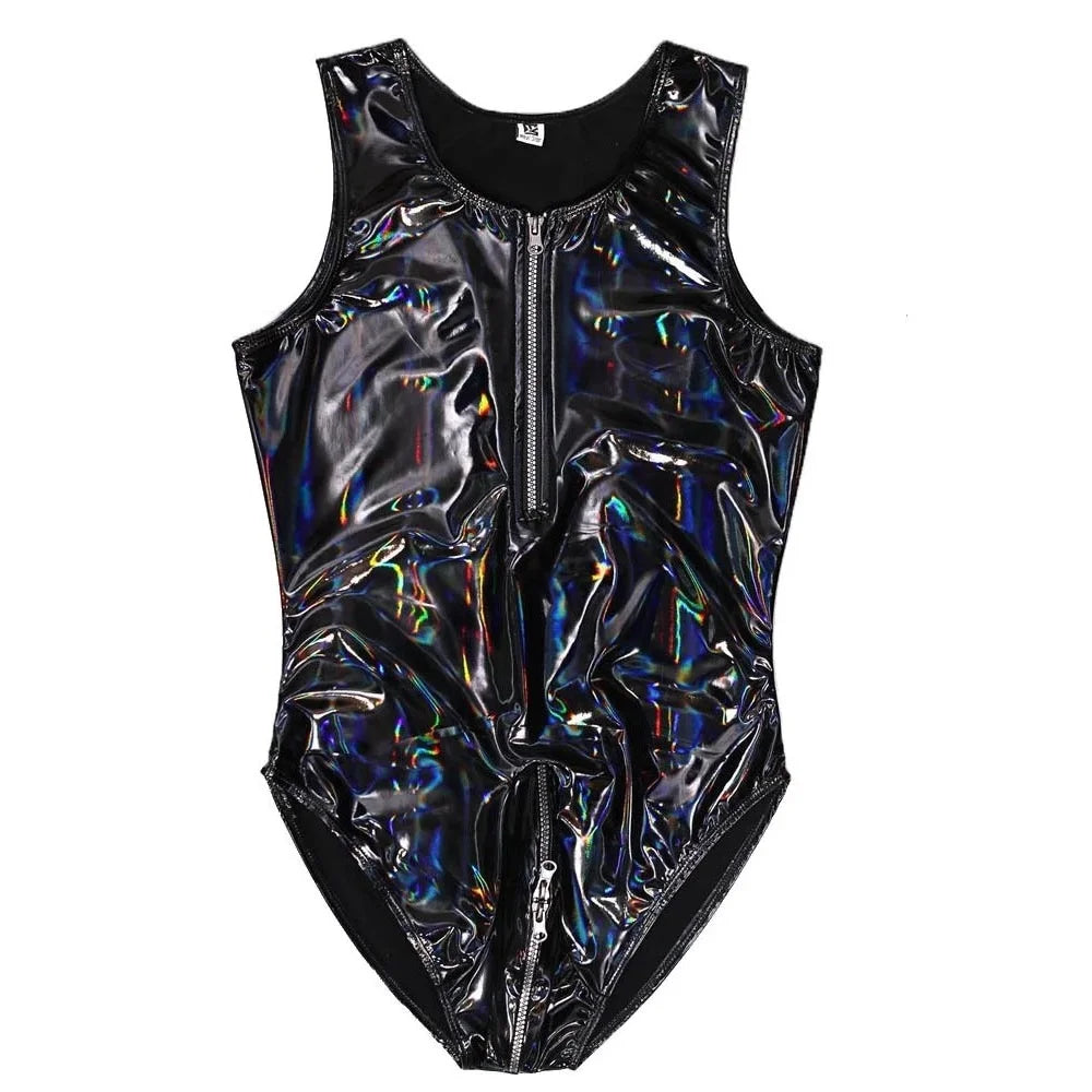 Men's Sexy Latex Corset Bodysuit Outfit