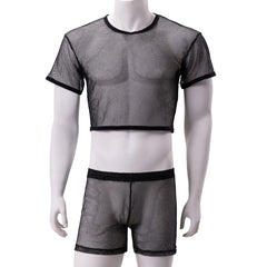Stardust Shimmer Mesh Crop Top + Boxers Clubwear Set