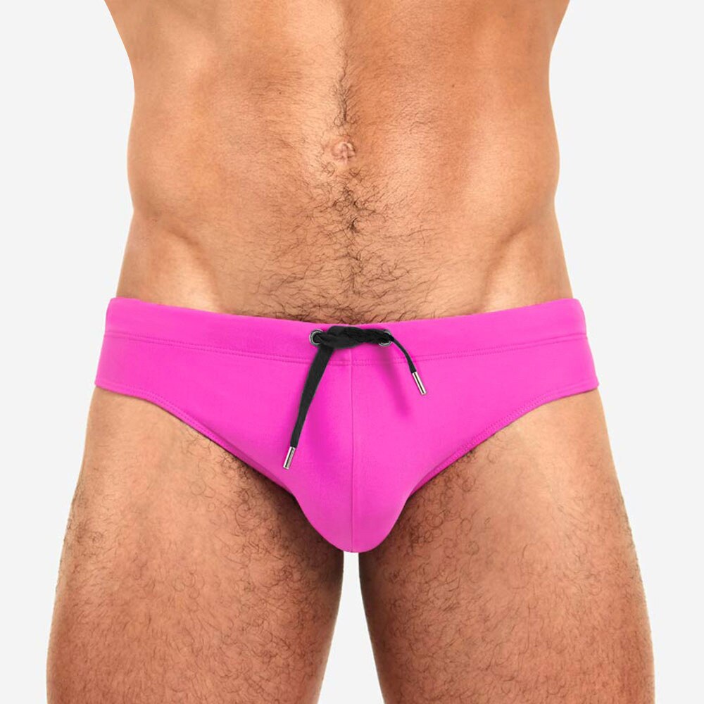 Solid Color Swim Briefs for Men