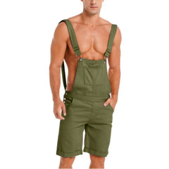 Leisurely All-in-One: Men's Solid Color Dungarees