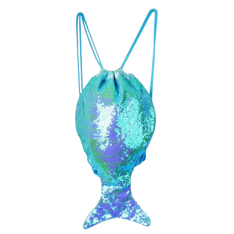 Sequin Mermaid Tail Drawstring Bag