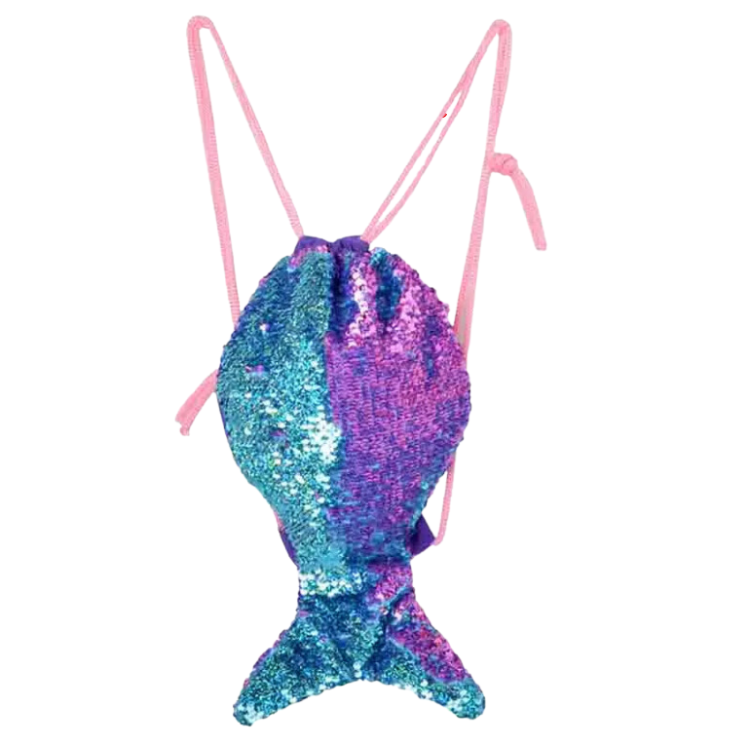 Sequin Mermaid Tail Drawstring Bag