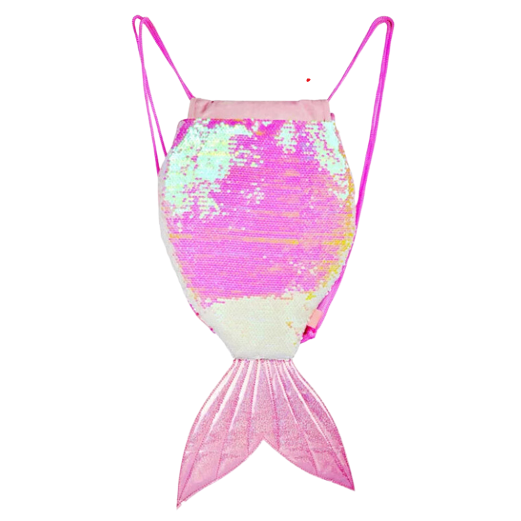 Sequin Mermaid Tail Drawstring Bag