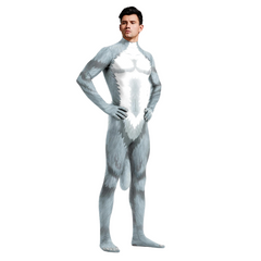 Sexy Elastic Wolf Bodysuit With Big Tail And Crotch Zipper