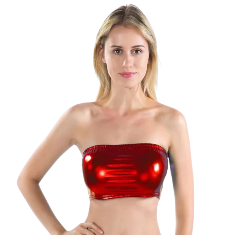 Sexy Glam Metallic Strapless Crop Top