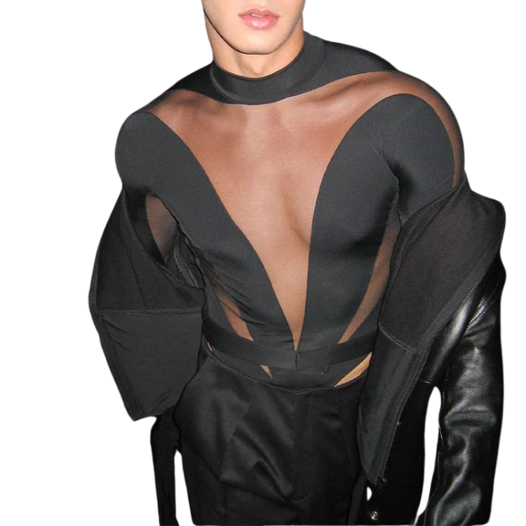 Sexy Turtleneck Mesh Bodysuit