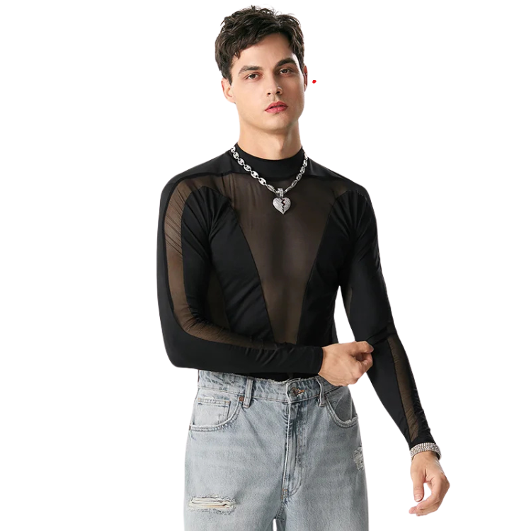 Sexy Turtleneck Mesh Bodysuit
