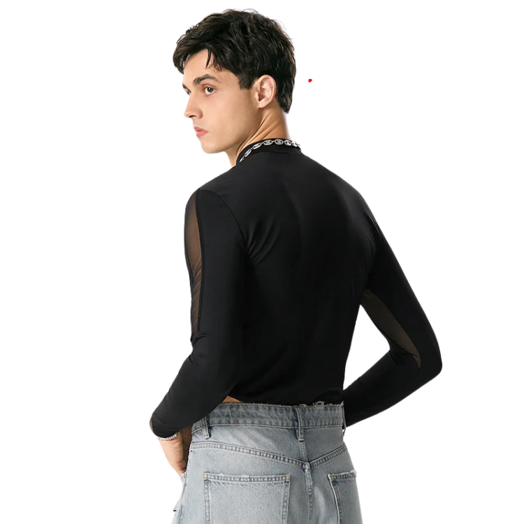 Sexy Turtleneck Mesh Bodysuit