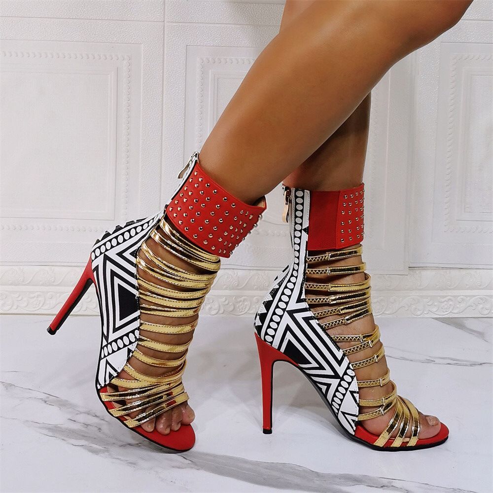 Pop Gladiator Metallic Heels