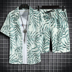 Hawaiian Floral Short Sleeve Shirt + Shorts (2 Piece Outfit)