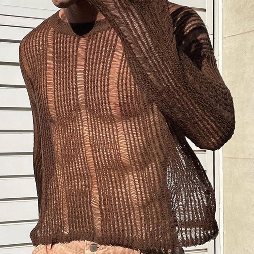 Autumn Versatile See-Through Knitted Top