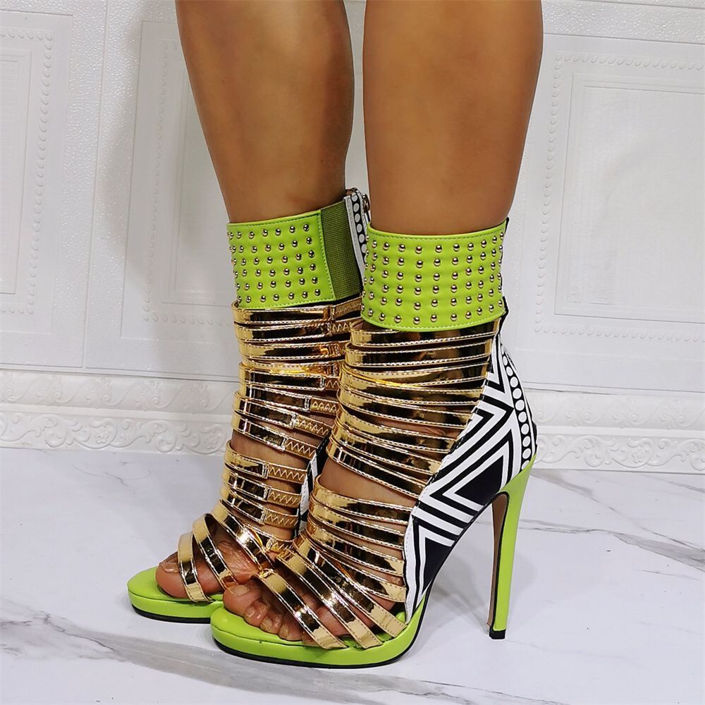 Pop Gladiator Metallic Heels