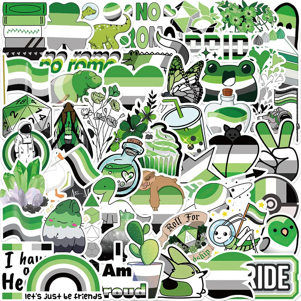 Lucky Dip Collection Of 100 Random Aromatic Pride Stickers!