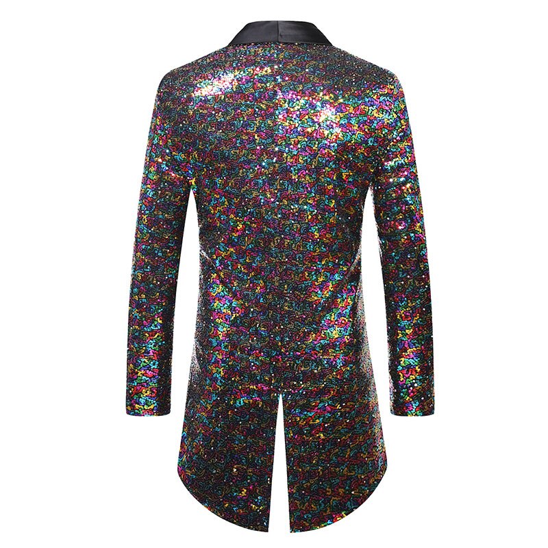 Shiny Rainbow Sequin Tuxedo Jacket
