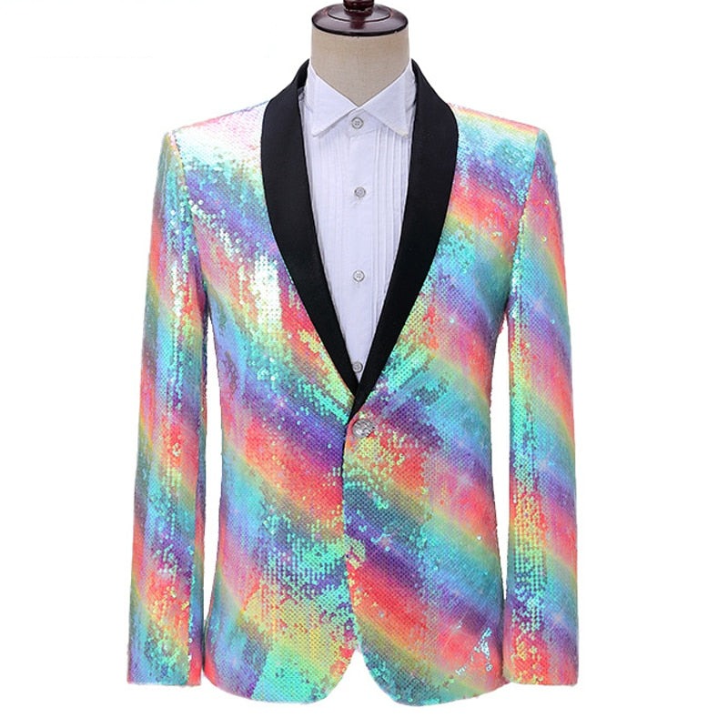 Rainbow Spectrum Sparkle Night Club Men's Jacket