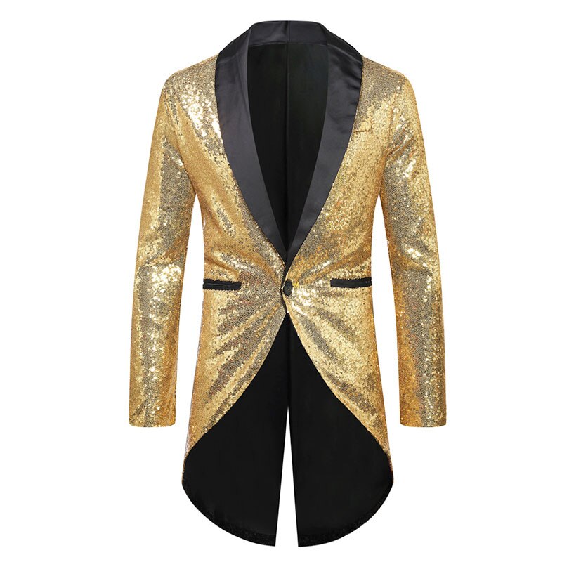 Shiny Rainbow Sequin Tuxedo Jacket
