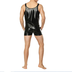 Men's Erotic Leather Jumpsuit