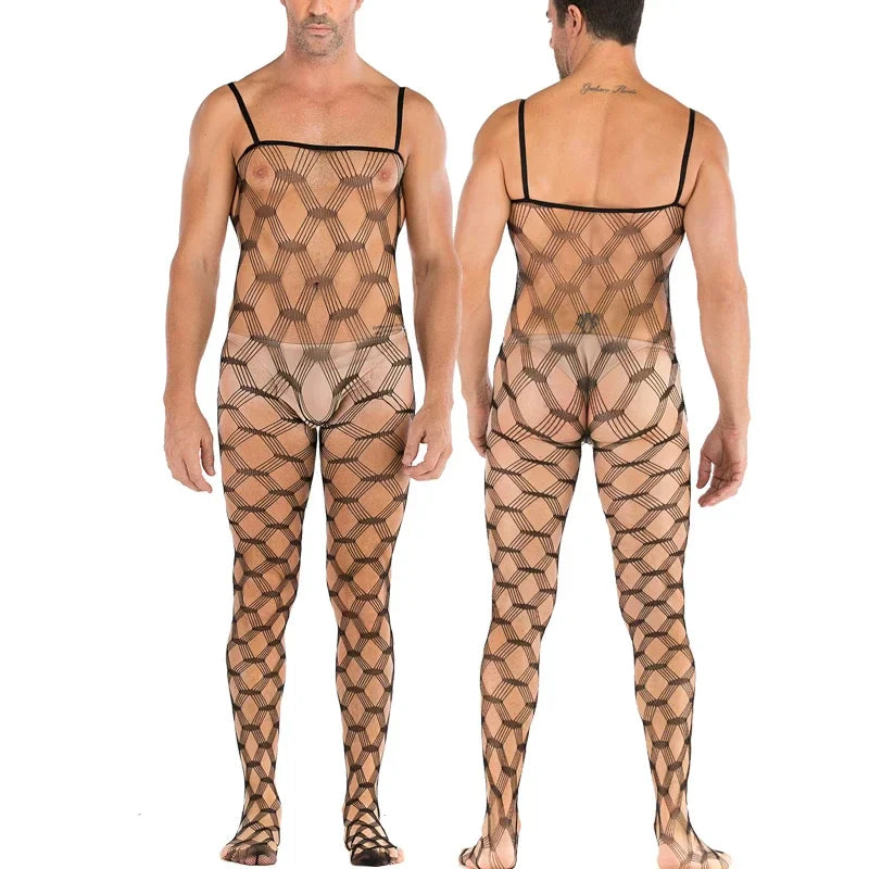 Hollow Temptation Men's Fishnet Pantyhose