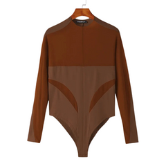 Shadow Mesh Turtleneck Bodysuit for Men