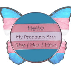 She/Her/Hers Trans Pride Enamel Pin