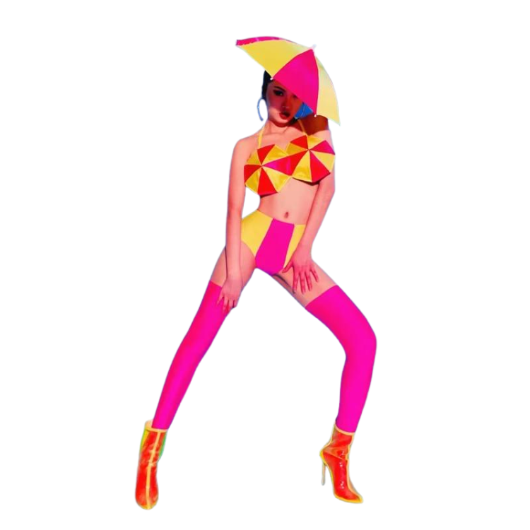 Neon Umbrella Headdress Gogo Costume