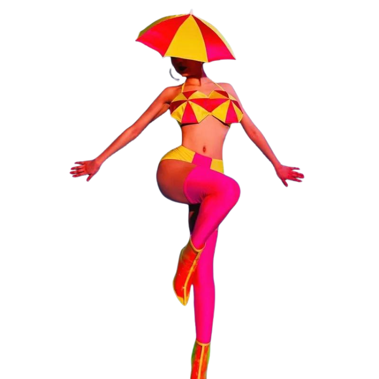 Neon Umbrella Headdress Gogo Costume